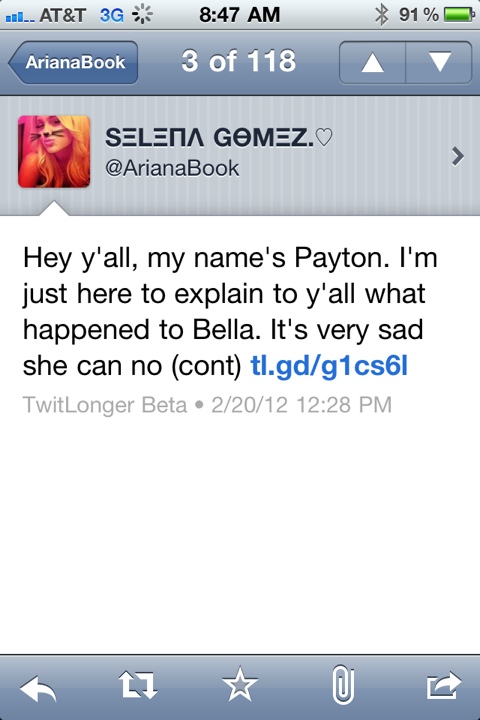 Bella gave her account to her BoyFriend Brady Who the heck is Payton